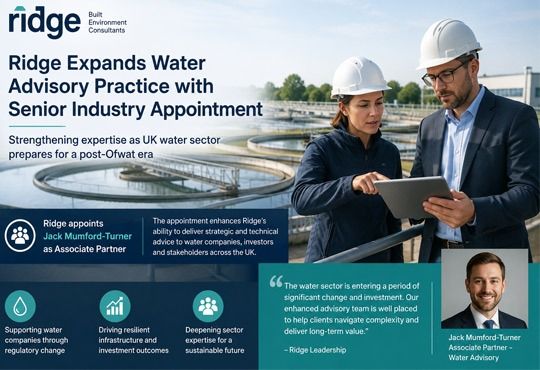 Ridge Expands Water Advisory Practice with Senior Industry Appointment