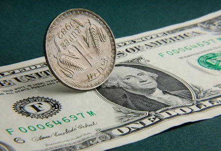 Rupee ends 4 paise up at 79.84 against US dollar