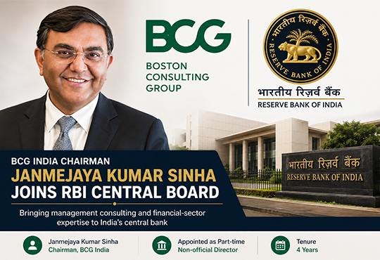 BCG India Chairman Janmejaya Sinha Joins RBI Central Board